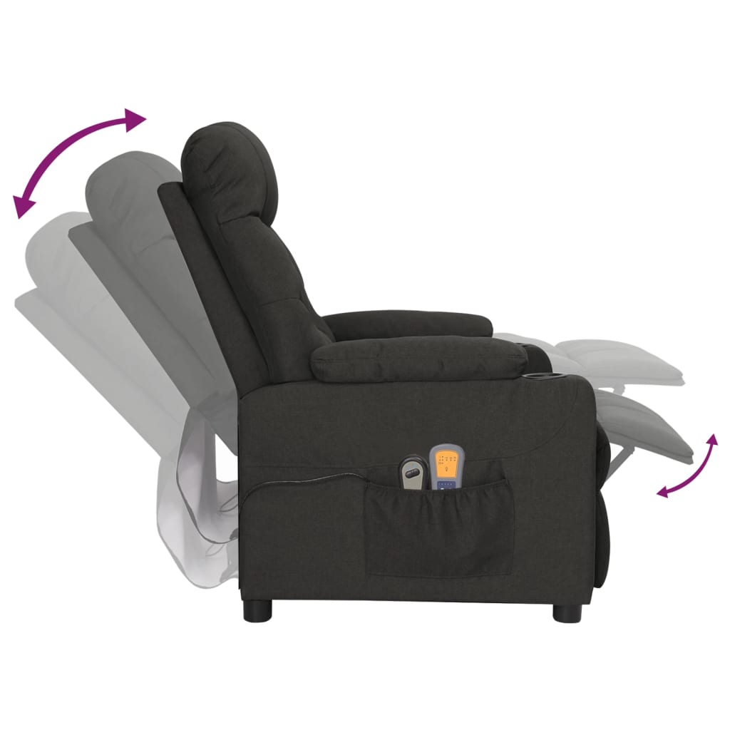 vidaXL Fotoliu de masaj electric rabatabil, negru, textil