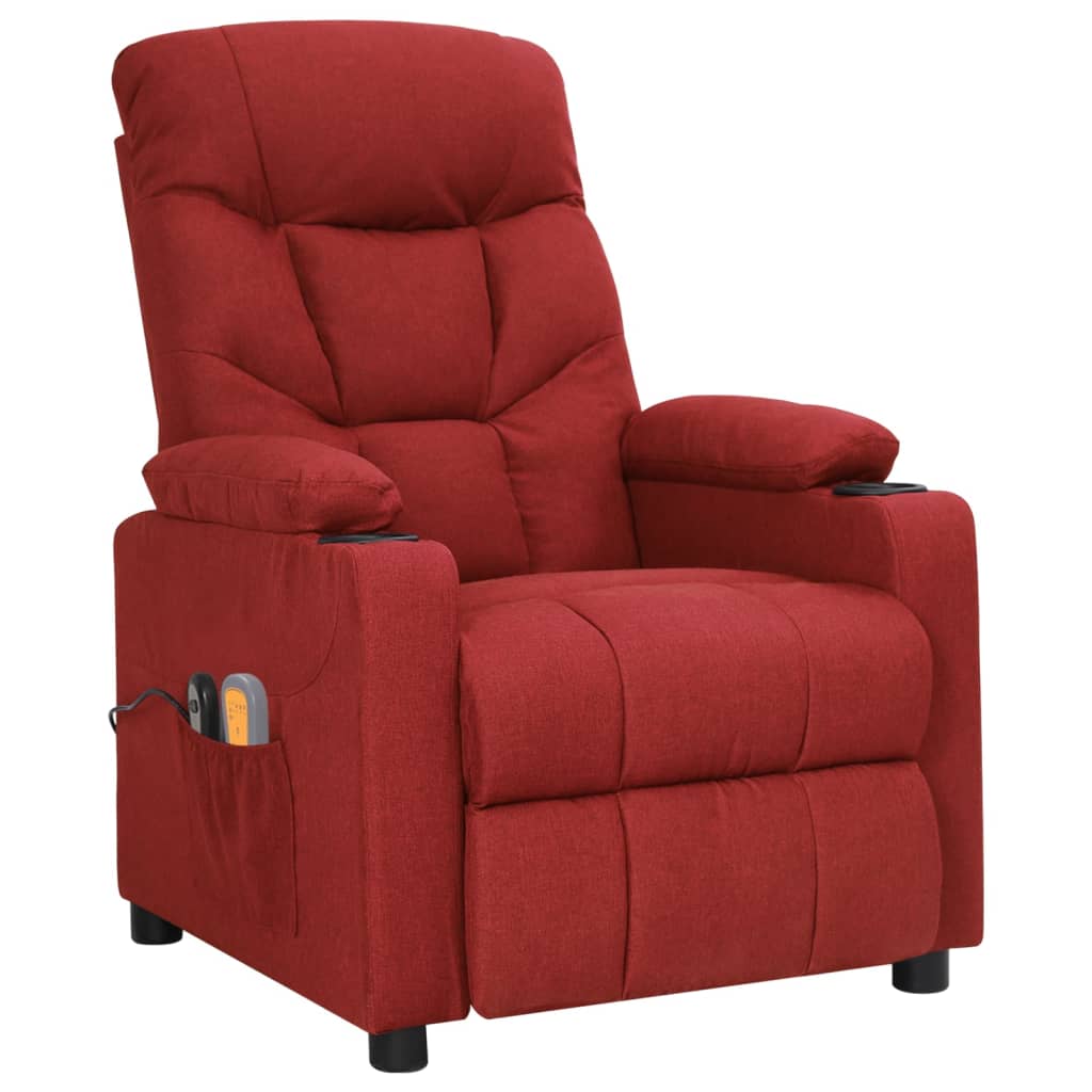 vidaXL Fotoliu de masaj electric rabatabil, roșu vin, textil vidaXL Fotoliu de masaj electric rabatabil, roșu vin, textil