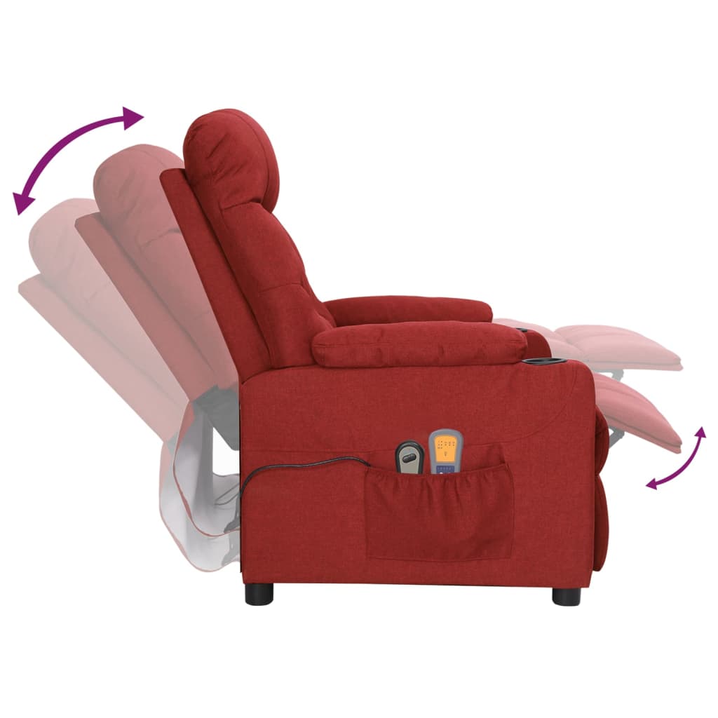 vidaXL Fotoliu de masaj electric rabatabil, roșu vin, textil vidaXL Fotoliu de masaj electric rabatabil, roșu vin, textil