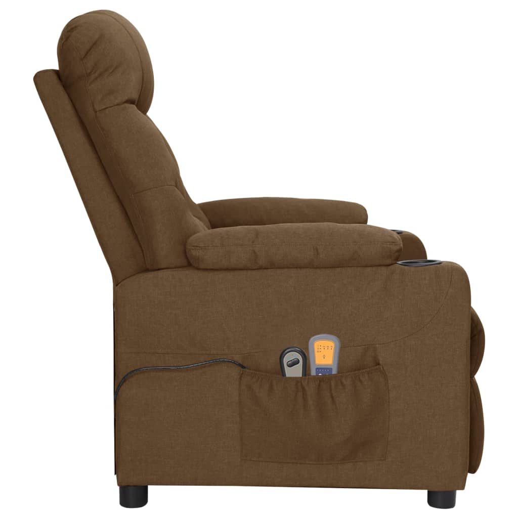 vidaXL Fotoliu de masaj electric, maro, material textil vidaXL Fotoliu de masaj electric, maro, material textil