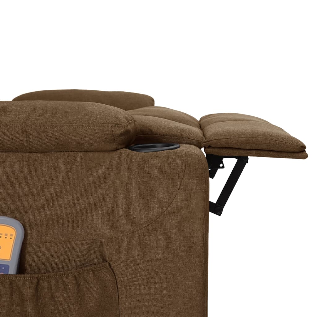 vidaXL Fotoliu de masaj electric, maro, material textil vidaXL Fotoliu de masaj electric, maro, material textil