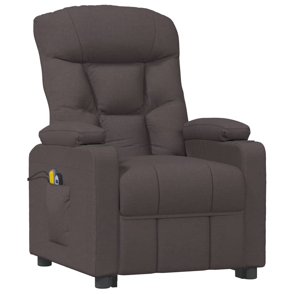 vidaXL Fotoliu de masaj electric, maro închis, material textil vidaXL Fotoliu de masaj electric, maro închis, material textil