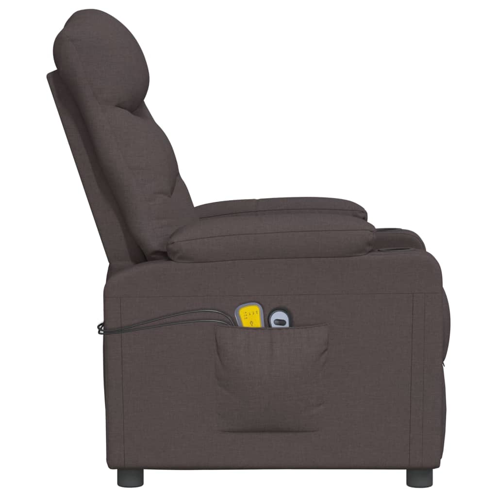 vidaXL Fotoliu de masaj electric, maro închis, material textil vidaXL Fotoliu de masaj electric, maro închis, material textil
