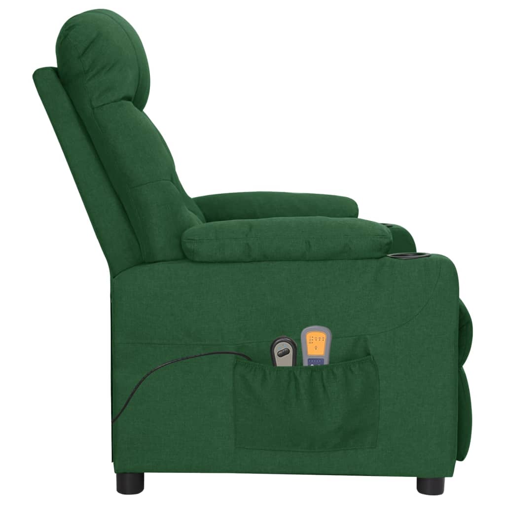 vidaXL Fotoliu de masaj electric, verde închis, material textil vidaXL Fotoliu de masaj electric, verde închis, material textil