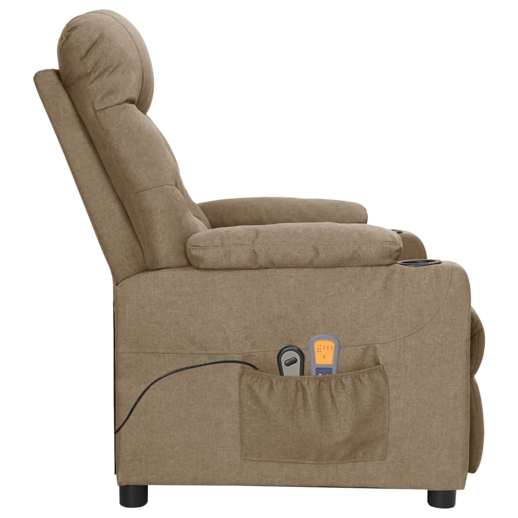 vidaXL Fotoliu de masaj electric rabatabil, gri taupe, textil vidaXL Fotoliu de masaj electric rabatabil, gri taupe, textil