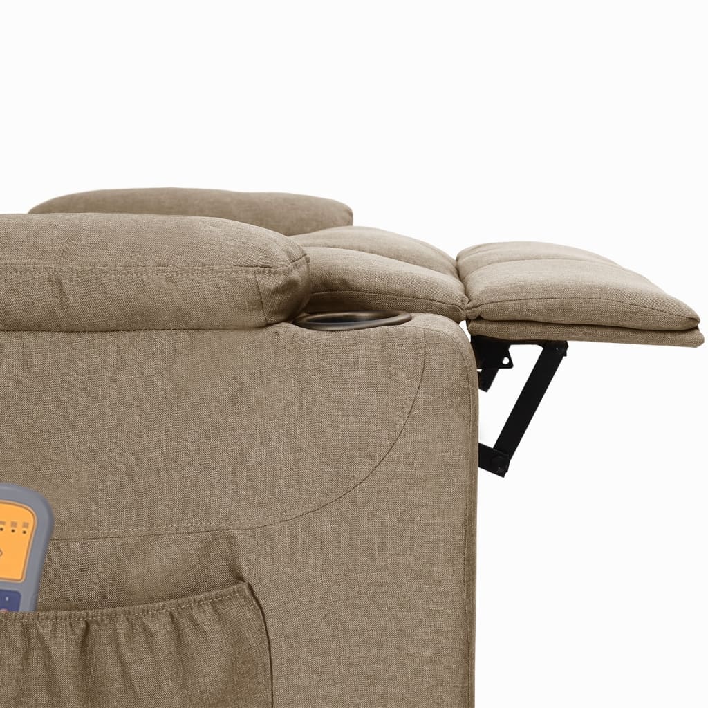 vidaXL Fotoliu de masaj electric rabatabil, gri taupe, textil vidaXL Fotoliu de masaj electric rabatabil, gri taupe, textil