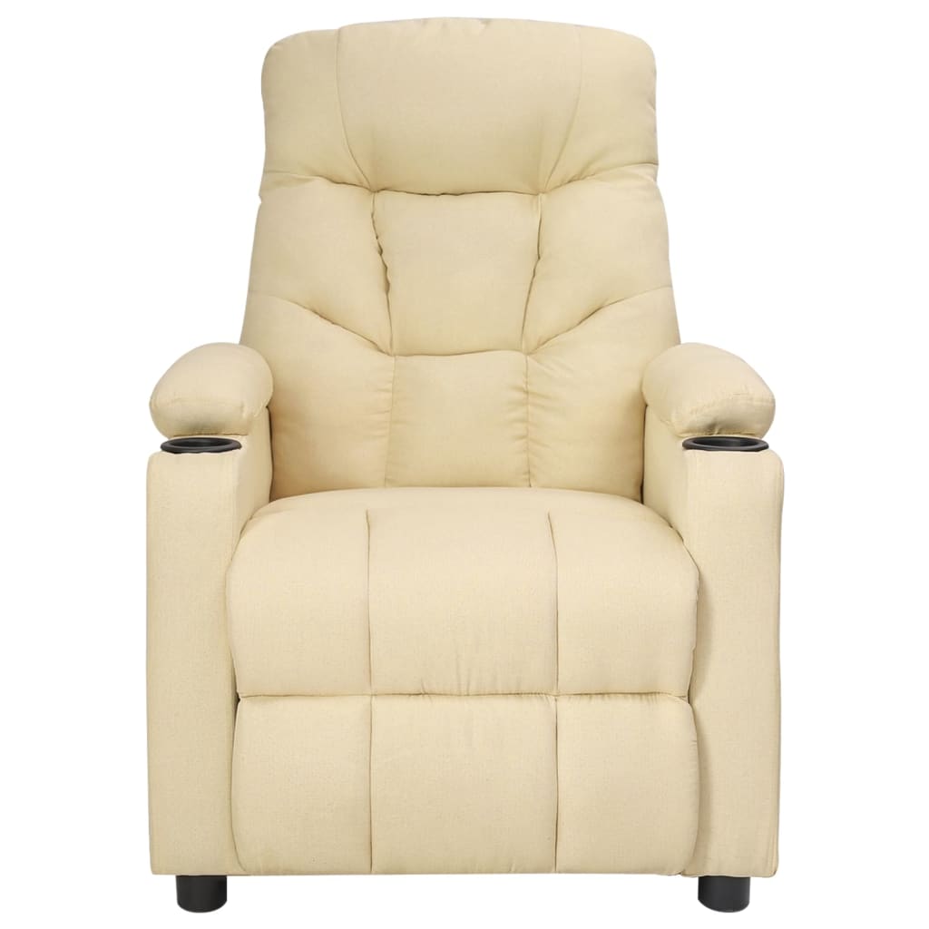vidaXL Fotoliu de masaj electric rabatabil, crem, textil vidaXL Fotoliu de masaj electric rabatabil, crem, textil