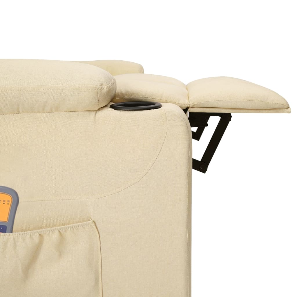 vidaXL Fotoliu de masaj electric rabatabil, crem, textil vidaXL Fotoliu de masaj electric rabatabil, crem, textil