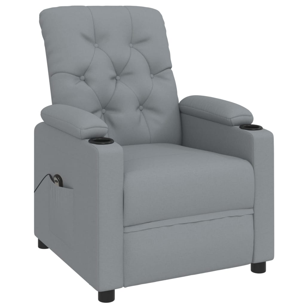 vidaXL Fotoliu rabatabil electric, gri deschis, textil