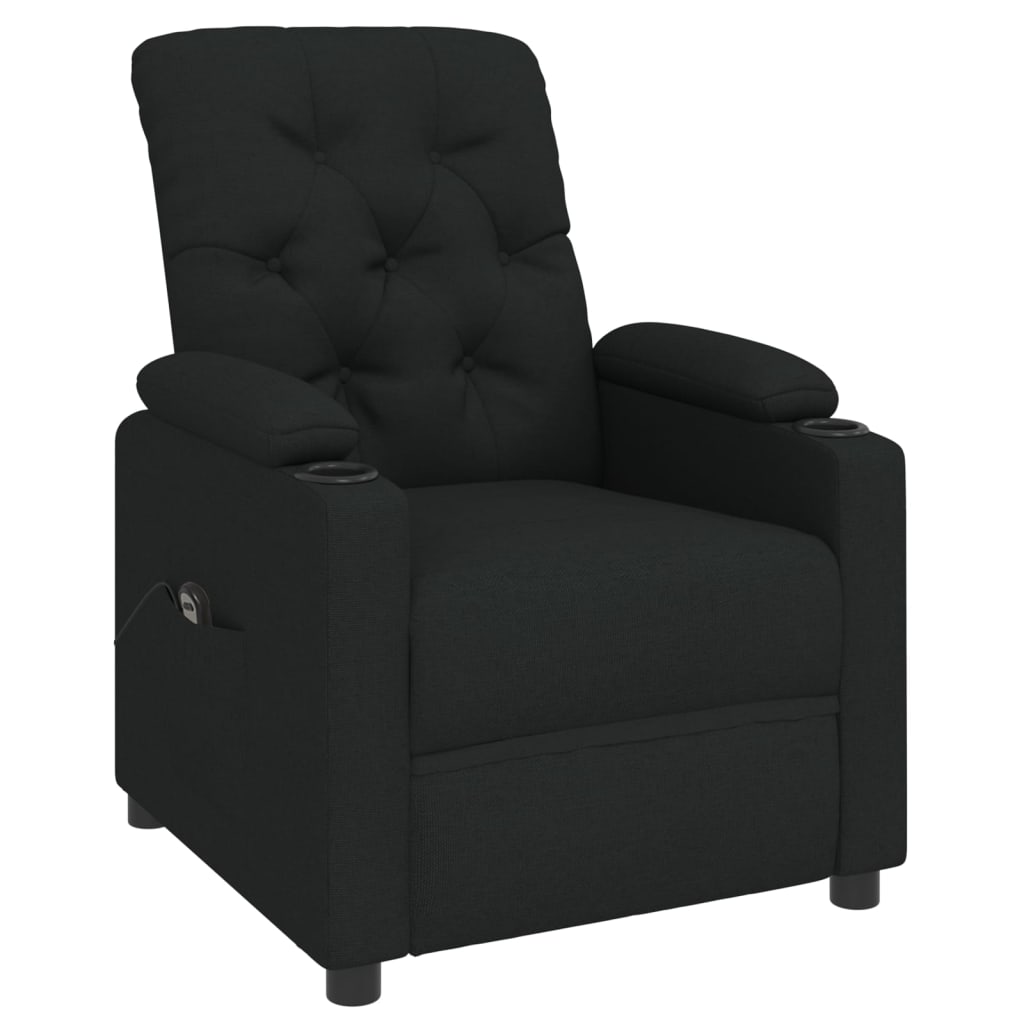 vidaXL Fotoliu rabatabil electric, negru, material textil