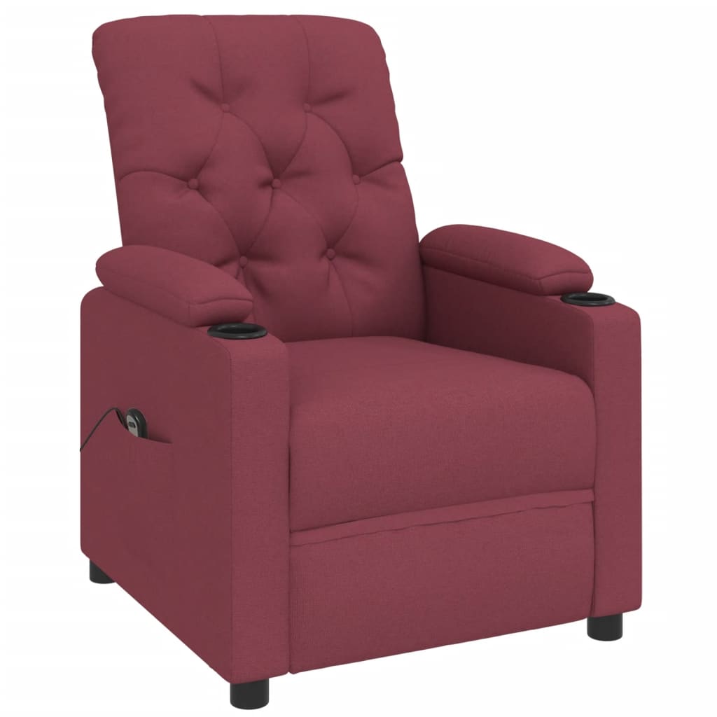 vidaXL Fotoliu rabatabil electric, roșu vin, material textil