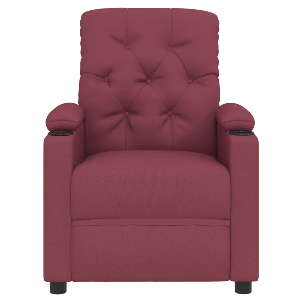 vidaXL Fotoliu rabatabil electric, roșu vin, material textil