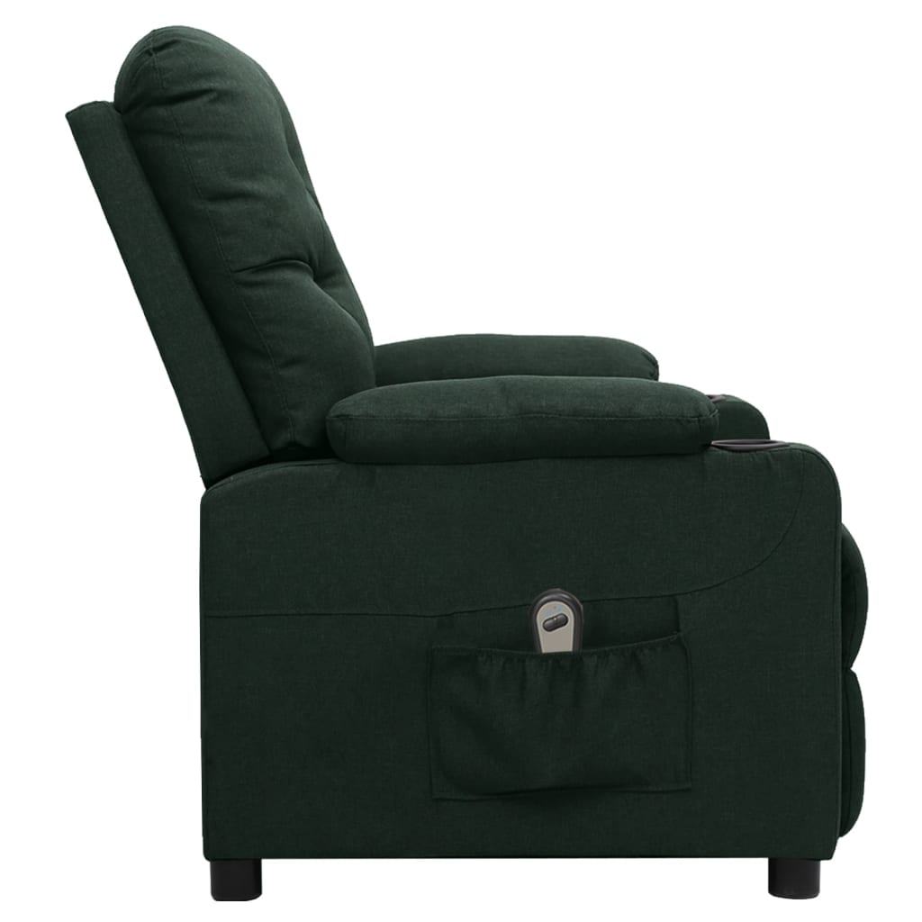 vidaXL Fotoliu rabatabil electric, verde închis, material textil vidaXL Fotoliu rabatabil electric, verde închis, material textil