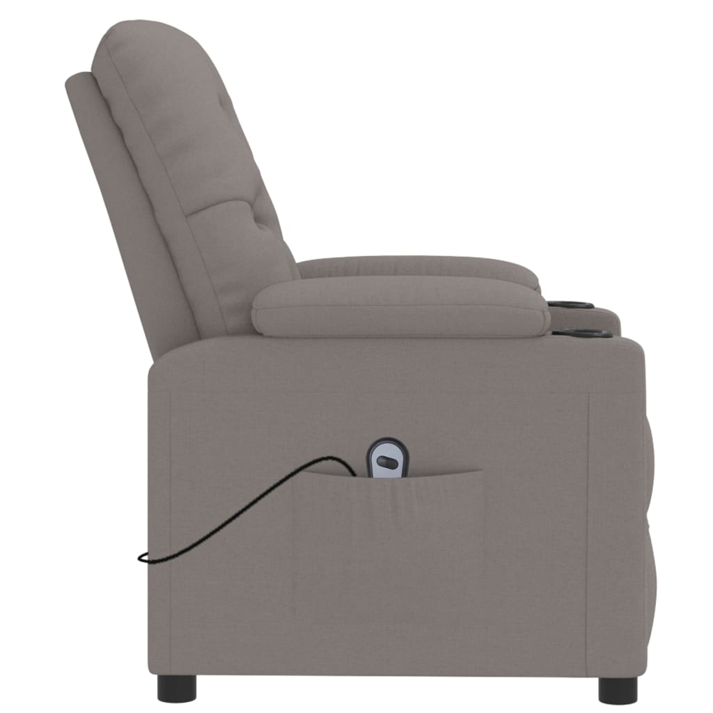 vidaXL Fotoliu rabatabil electric, gri taupe, material textil