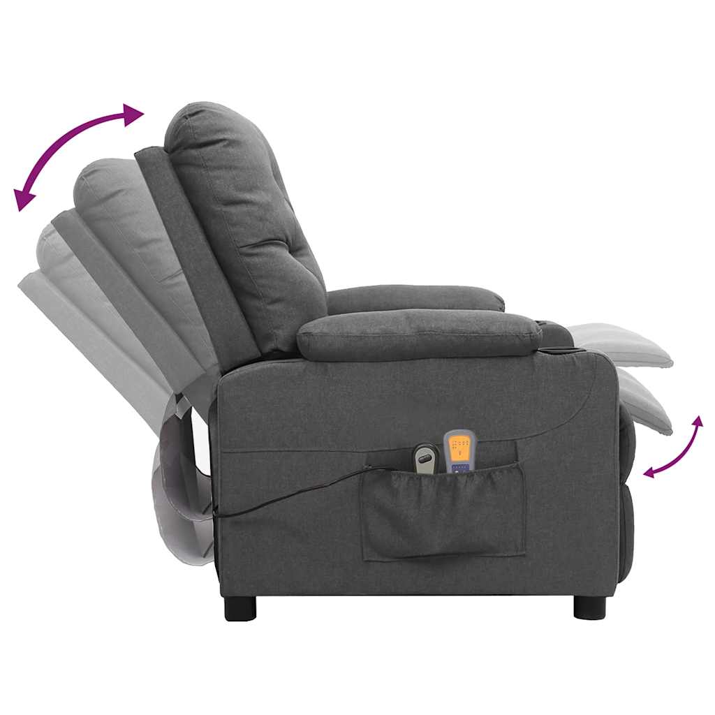 vidaXL Fotoliu de masaj electric rabatabil, gri deschis, textil vidaXL Fotoliu de masaj electric rabatabil, gri deschis, textil