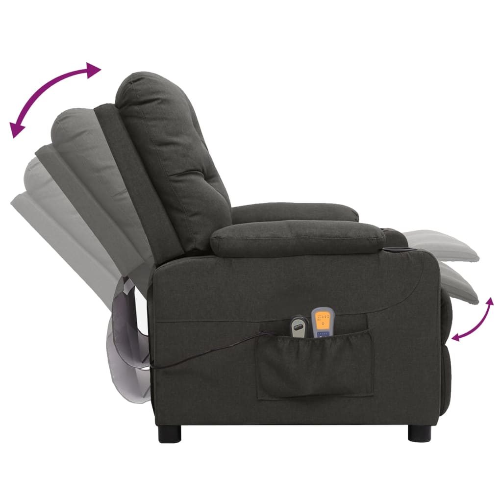 vidaXL Fotoliu de masaj electric rabatabil, gri închis, textil vidaXL Fotoliu de masaj electric rabatabil, gri închis, textil