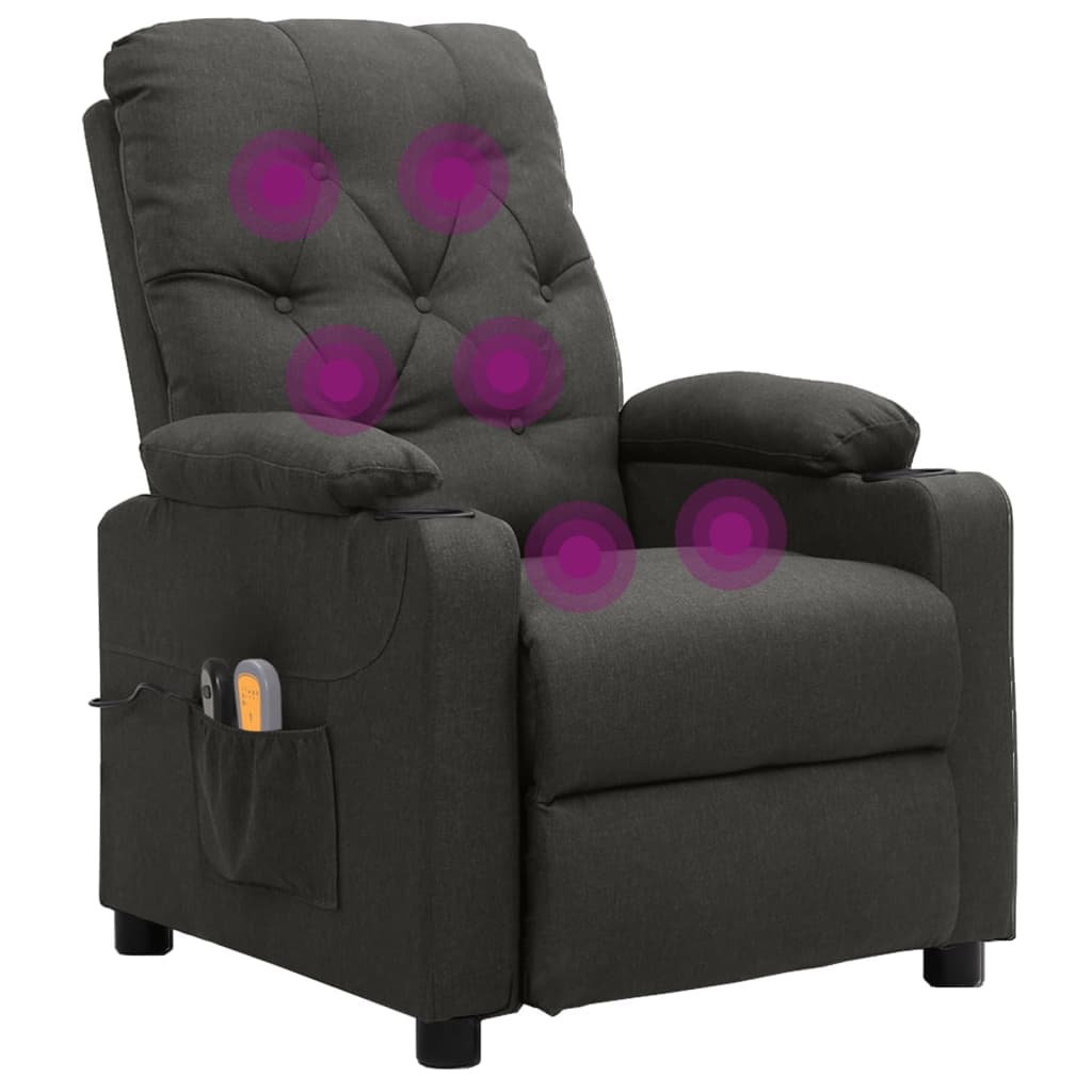 vidaXL Fotoliu de masaj electric rabatabil, gri închis, textil vidaXL Fotoliu de masaj electric rabatabil, gri închis, textil