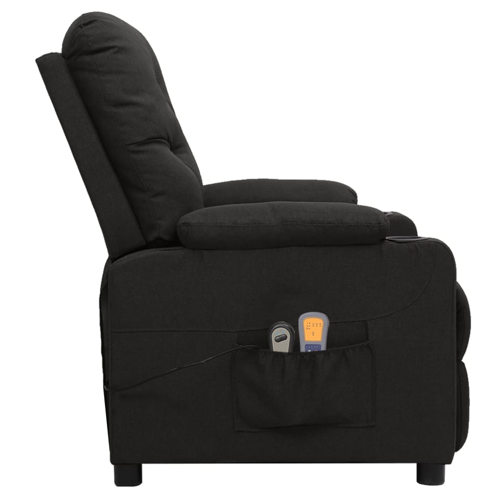 vidaXL Fotoliu de masaj electric rabatabil, negru, textil vidaXL Fotoliu de masaj electric rabatabil, negru, textil