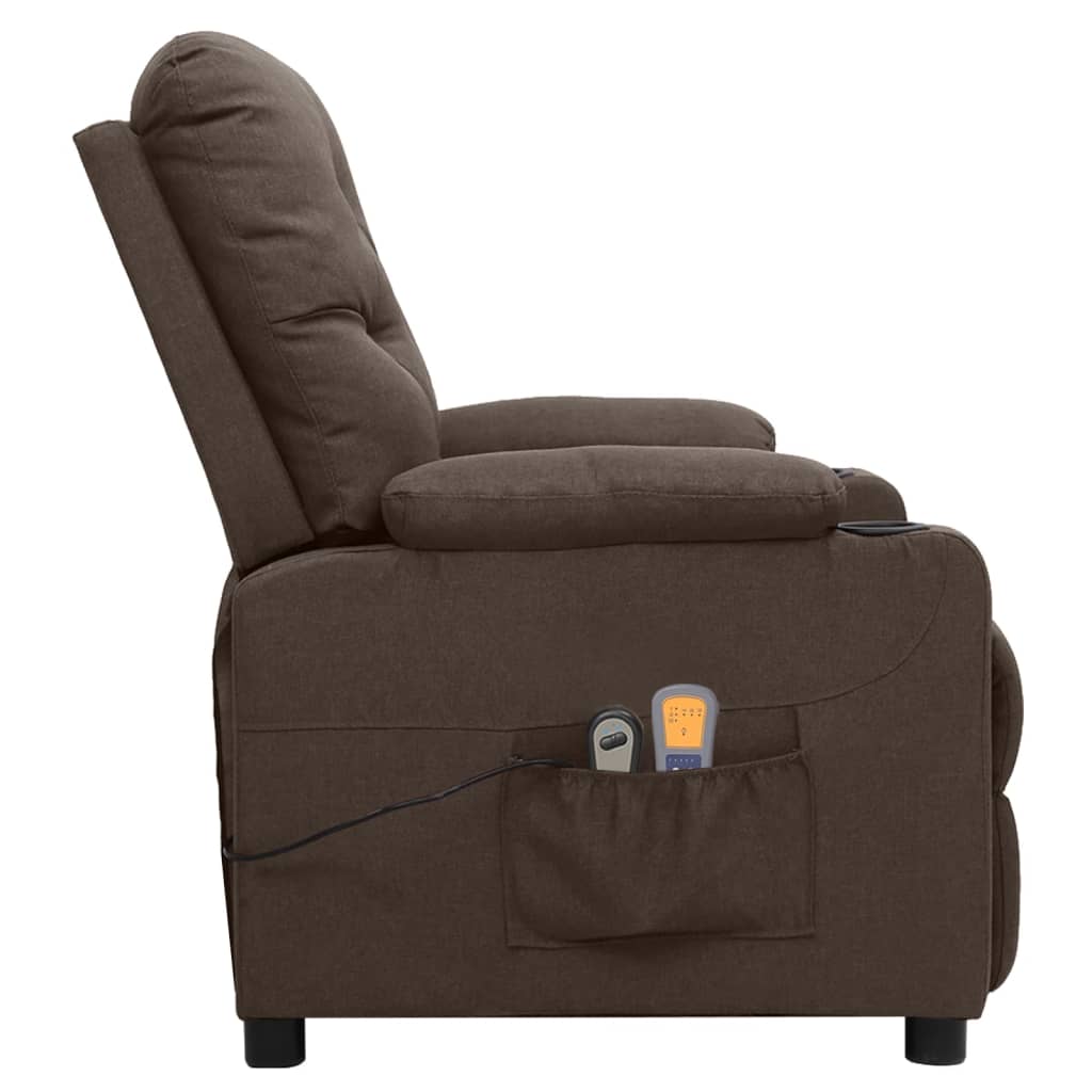 vidaXL Fotoliu de masaj electric, maro, material textil