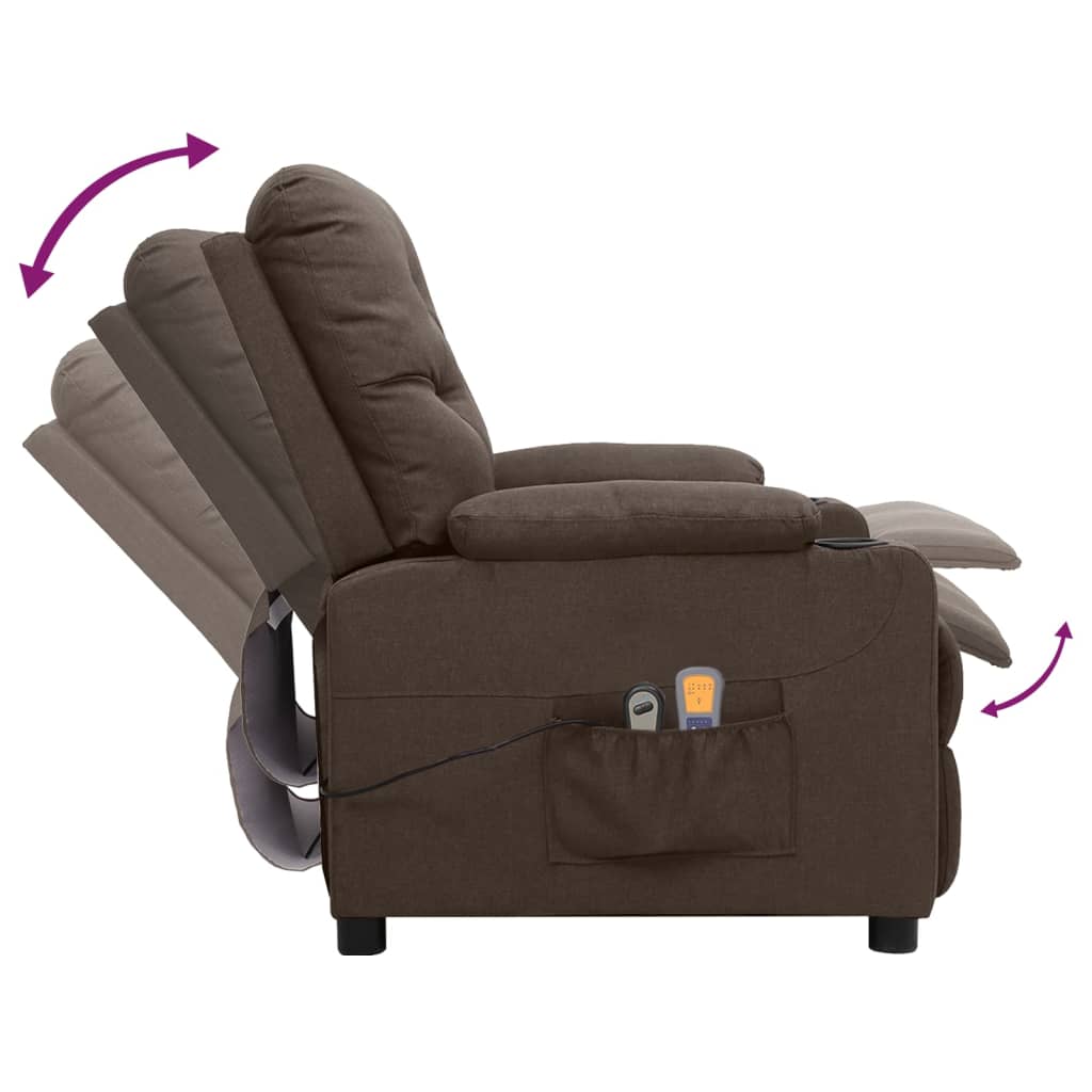 vidaXL Fotoliu de masaj electric, maro, material textil