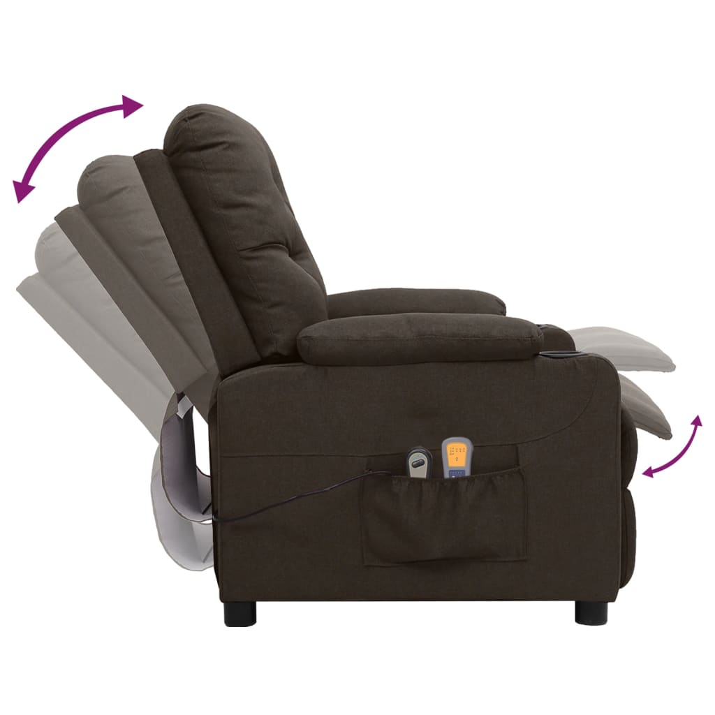 vidaXL Fotoliu de masaj electric, maro închis, material textil vidaXL Fotoliu de masaj electric, maro închis, material textil