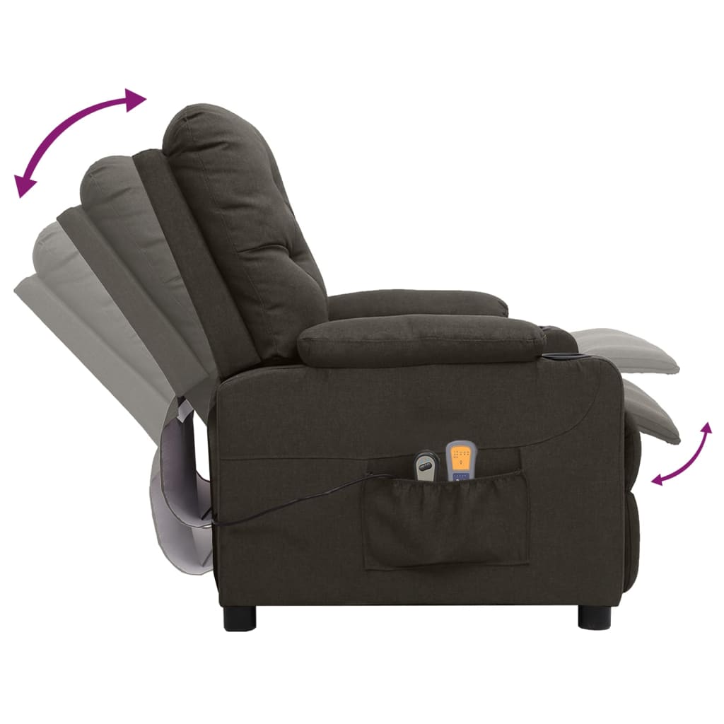 vidaXL Fotoliu de masaj electric rabatabil, gri taupe, textil vidaXL Fotoliu de masaj electric rabatabil, gri taupe, textil