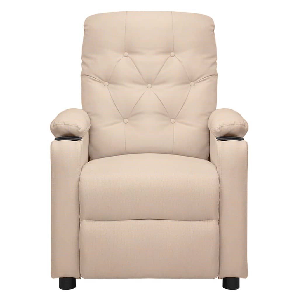 vidaXL Fotoliu de masaj electric rabatabil, crem, textil vidaXL Fotoliu de masaj electric rabatabil, crem, textil