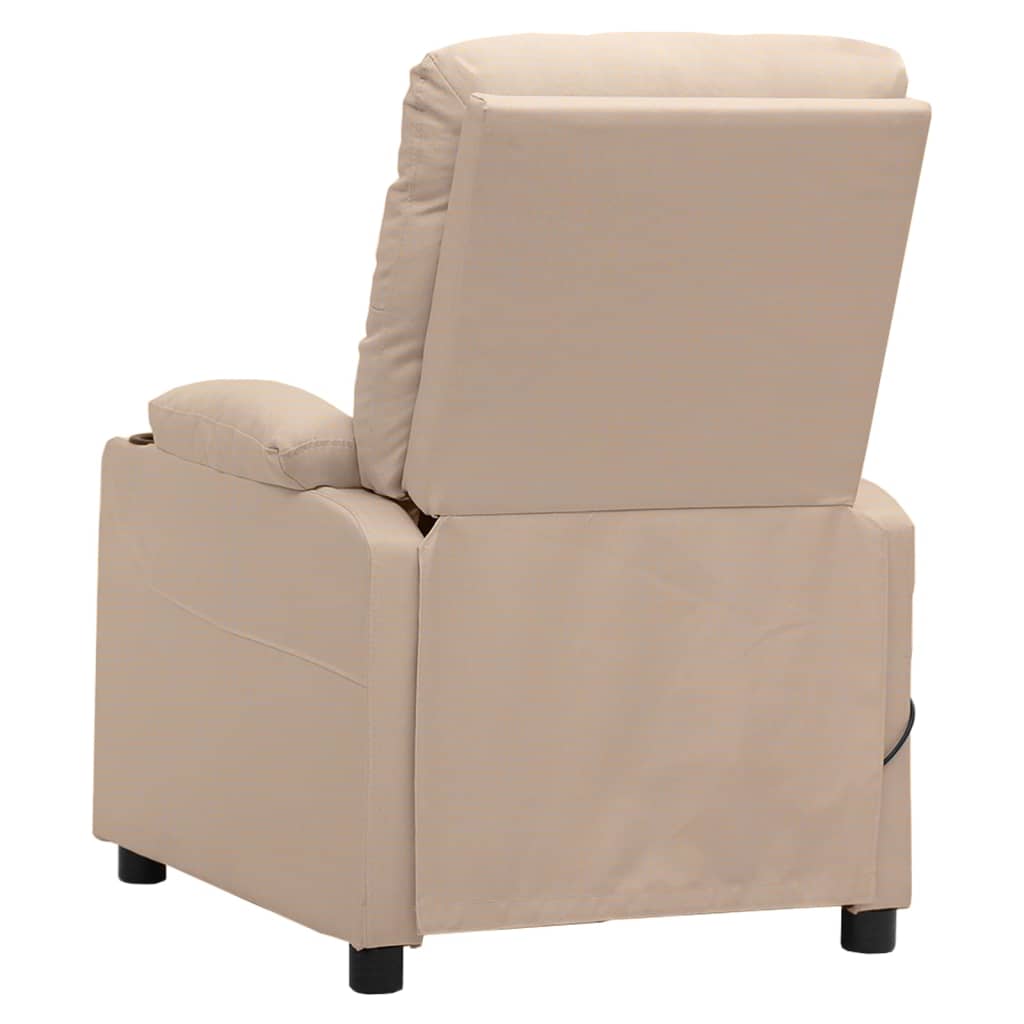 vidaXL Fotoliu de masaj electric rabatabil, crem, textil vidaXL Fotoliu de masaj electric rabatabil, crem, textil