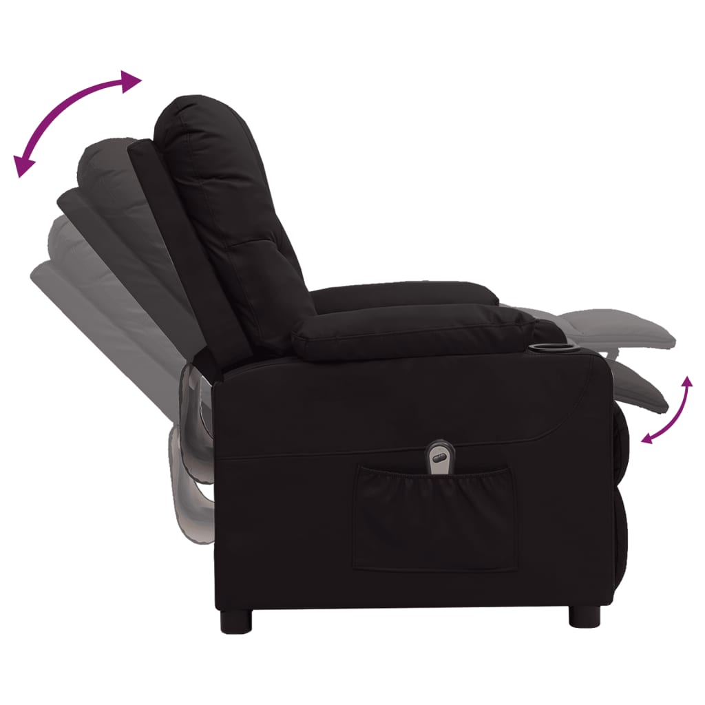 vidaXL Fotoliu rabatabil electric, negru, piele ecologică
