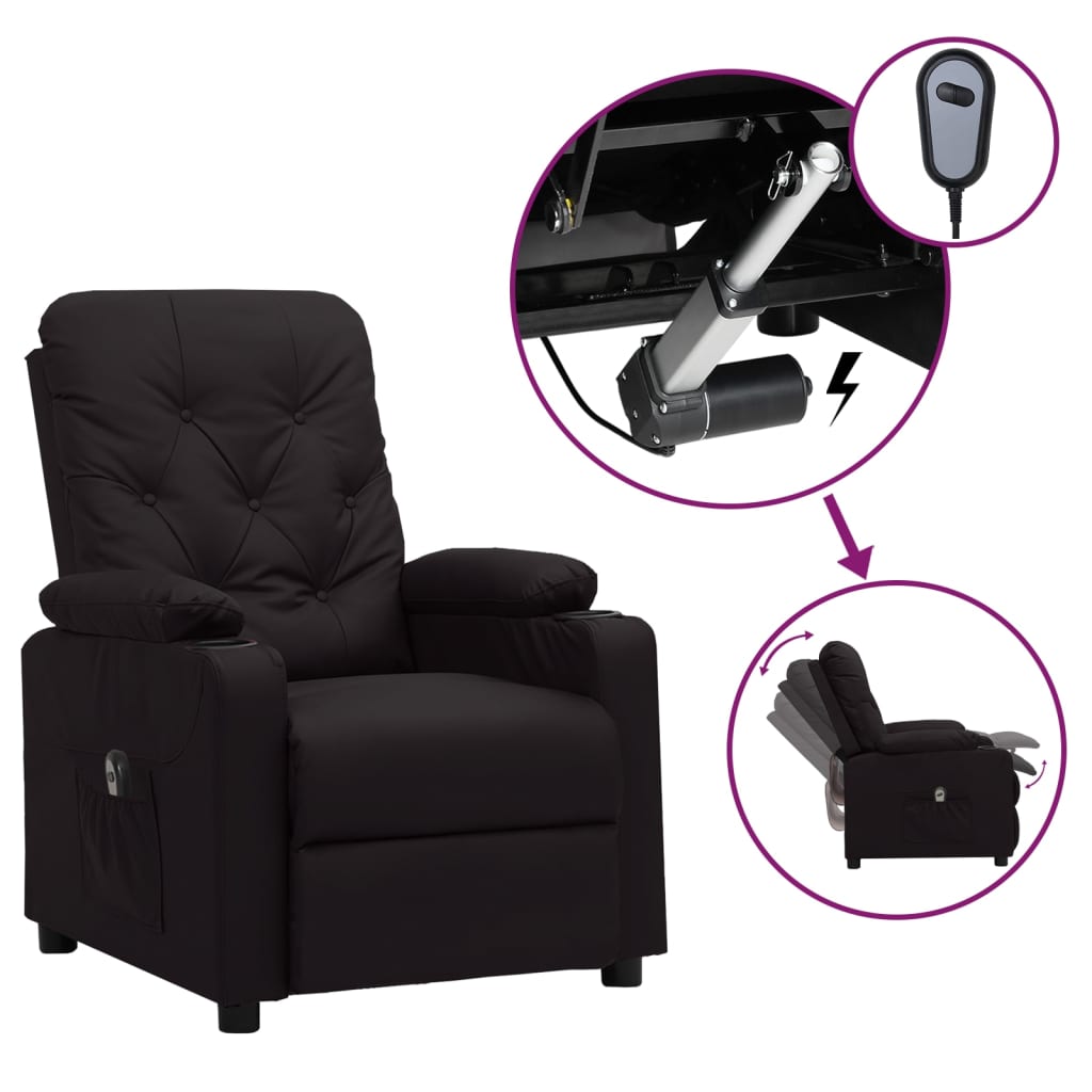 vidaXL Fotoliu rabatabil electric, negru, piele ecologică