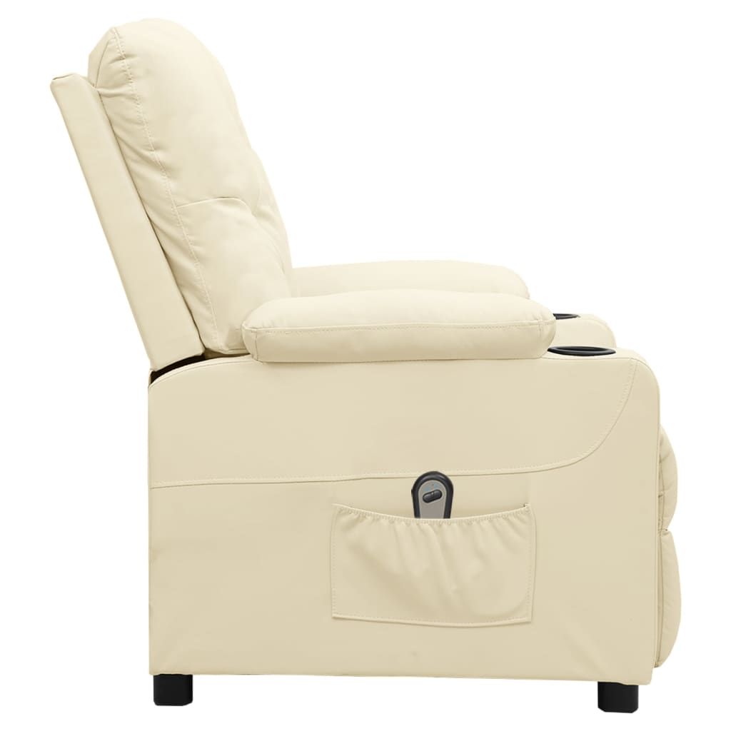 vidaXL Fotoliu rabatabil electric, crem, piele ecologică