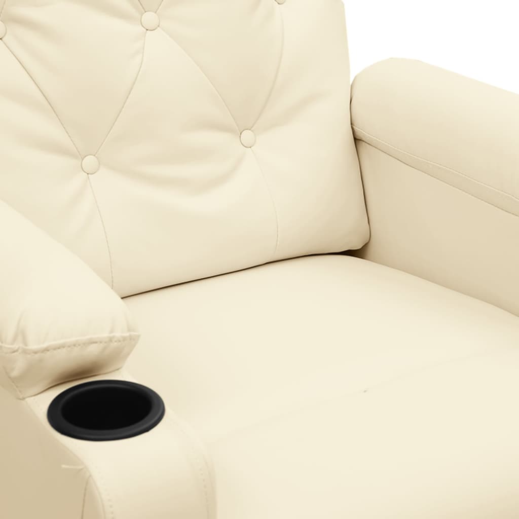 vidaXL Fotoliu rabatabil electric, crem, piele ecologică