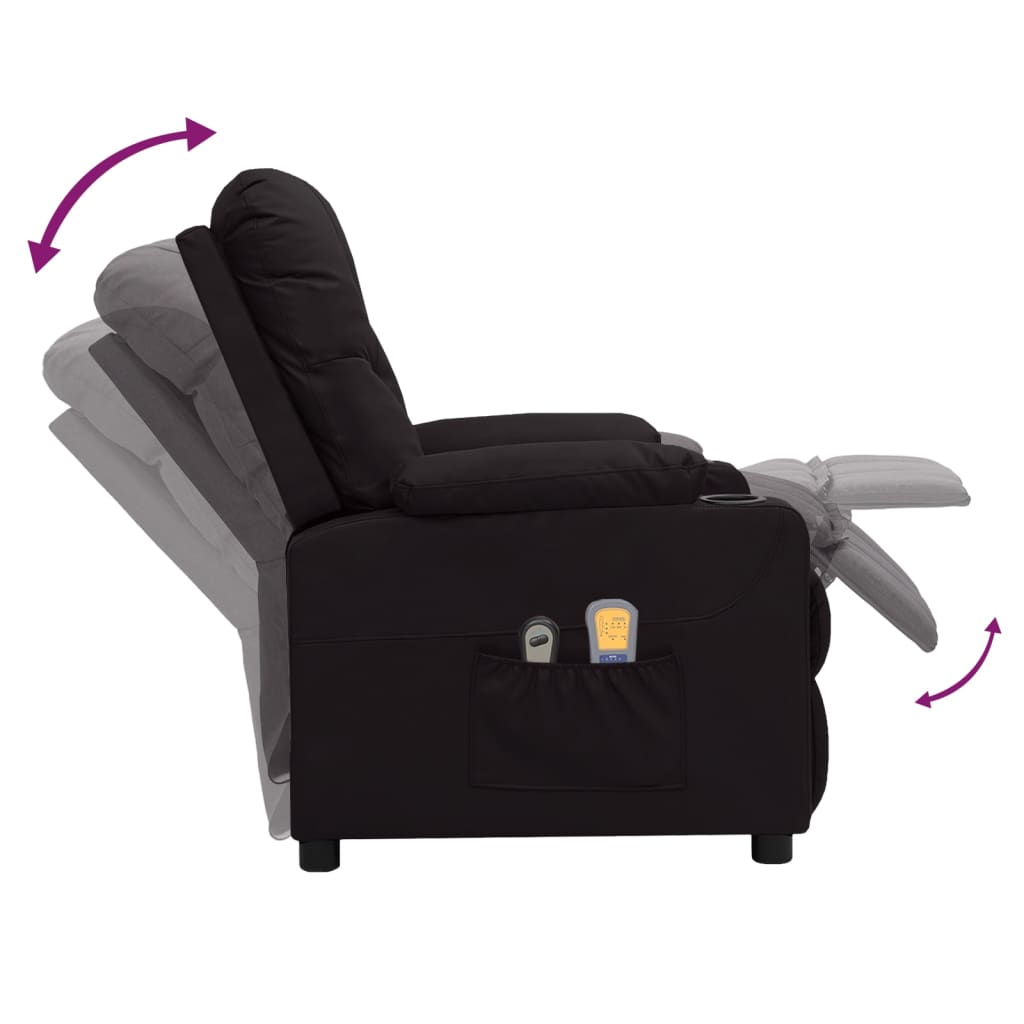 vidaXL Fotoliu de masaj electric, negru, piele ecologică