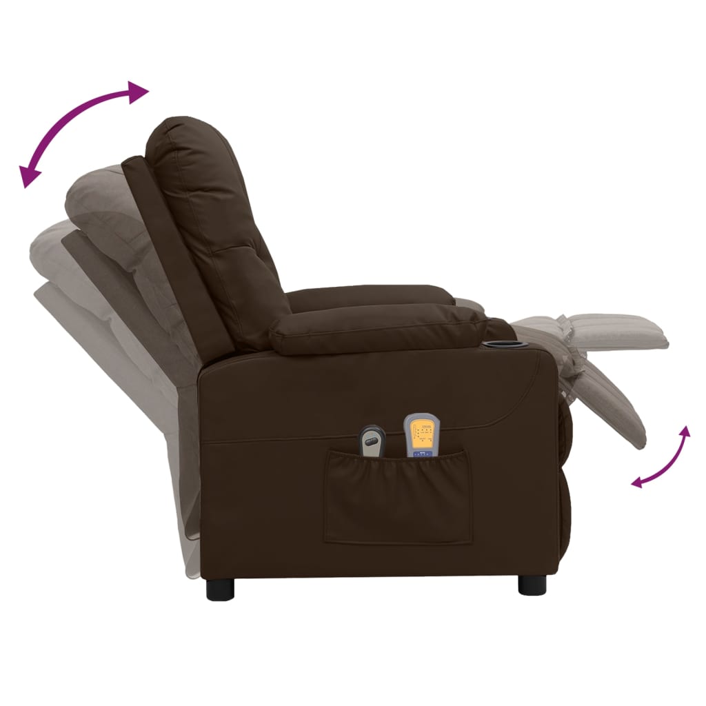 vidaXL Fotoliu de masaj electric, maro, piele ecologică vidaXL Fotoliu de masaj electric, maro, piele ecologică