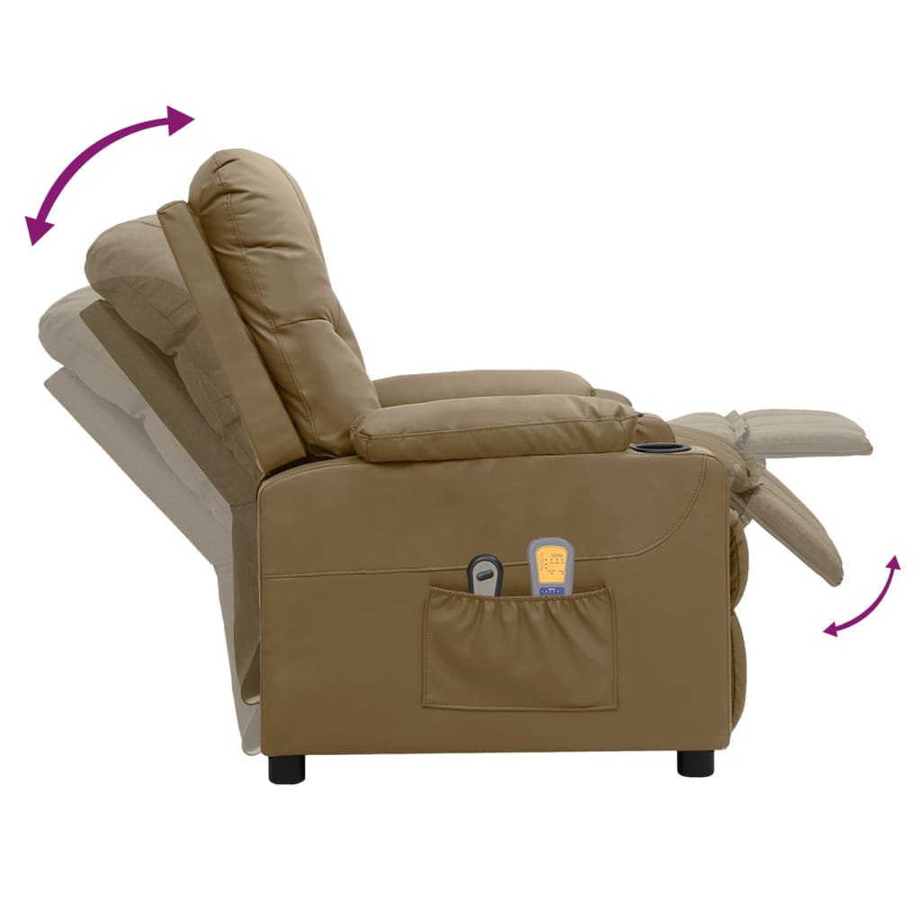 vidaXL Fotoliu de masaj electric, cappuccino, piele ecologică vidaXL Fotoliu de masaj electric, cappuccino, piele ecologică