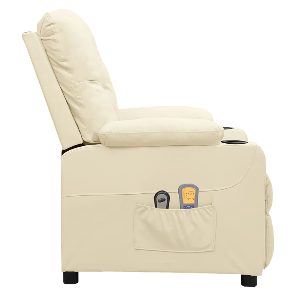 vidaXL Fotoliu de masaj electric, crem, piele ecologică vidaXL Fotoliu de masaj electric, crem, piele ecologică