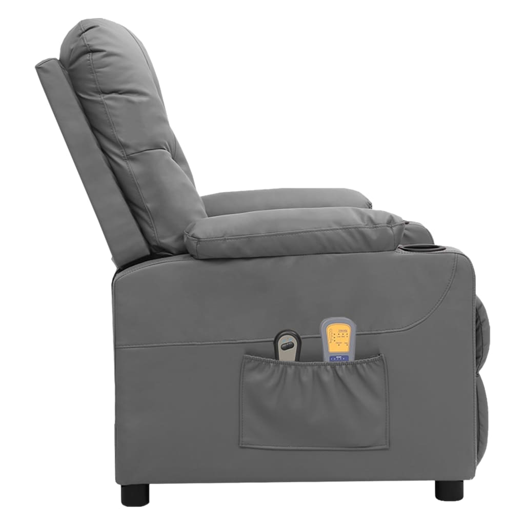 vidaXL Fotoliu de masaj electric, gri, piele ecologică vidaXL Fotoliu de masaj electric, gri, piele ecologică