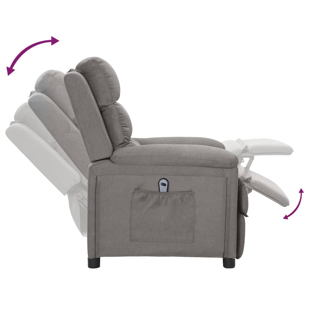 vidaXL Fotoliu rabatabil electric, gri deschis, textil