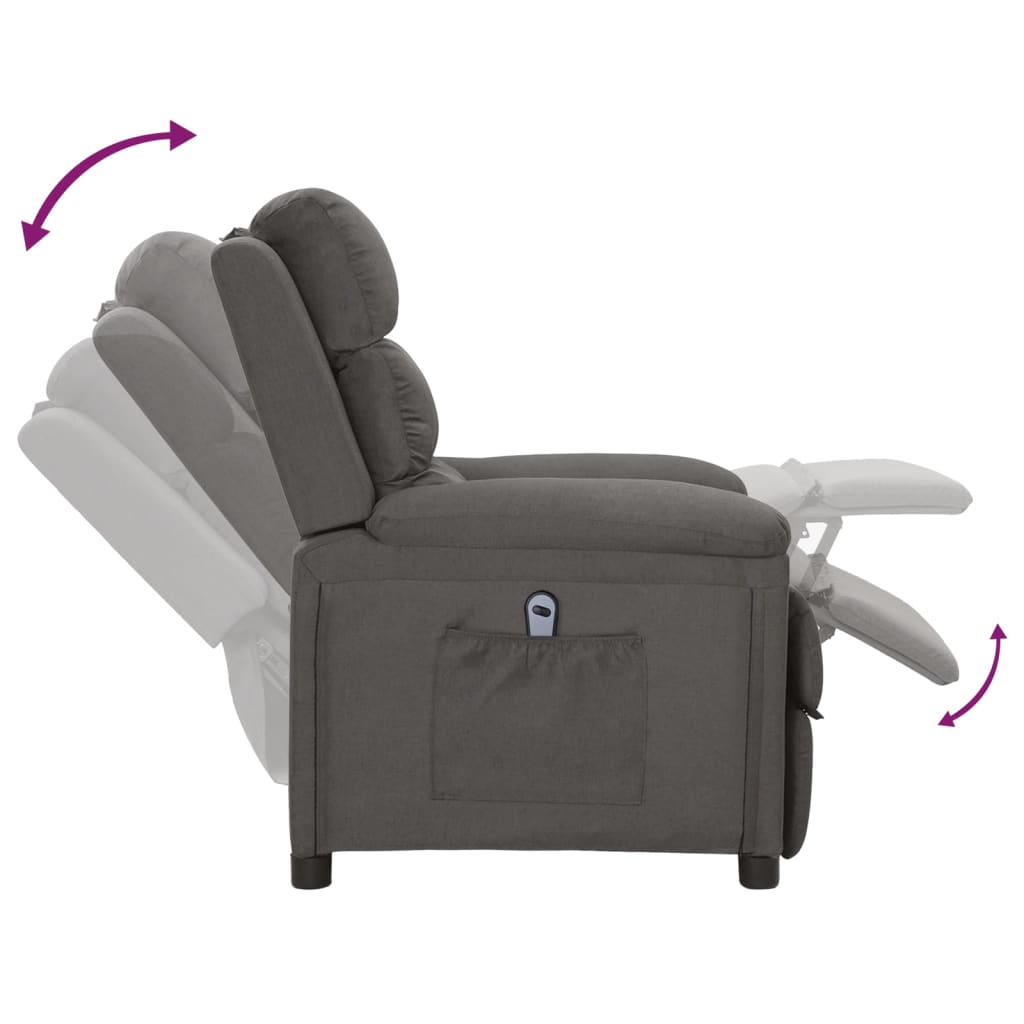 vidaXL Fotoliu rabatabil electric, gri închis, material textil