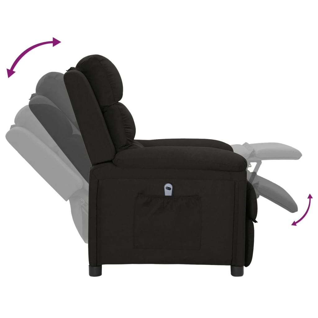 vidaXL Fotoliu rabatabil electric, negru, material textil