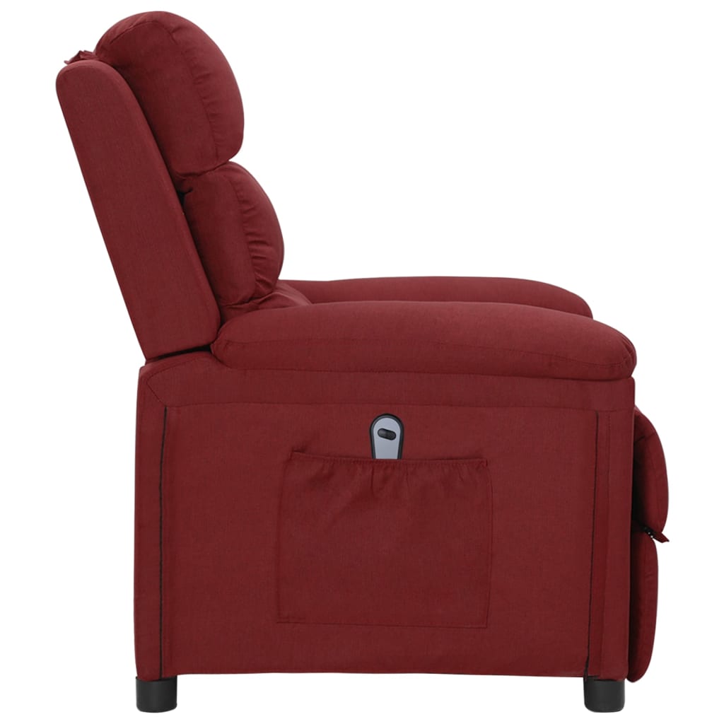 vidaXL Fotoliu rabatabil electric, roșu vin, material textil