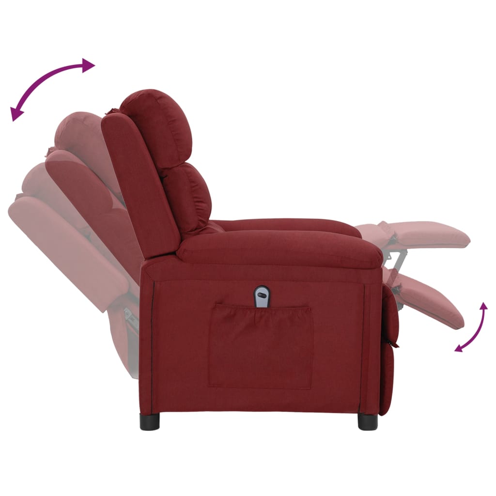 vidaXL Fotoliu rabatabil electric, roșu vin, material textil