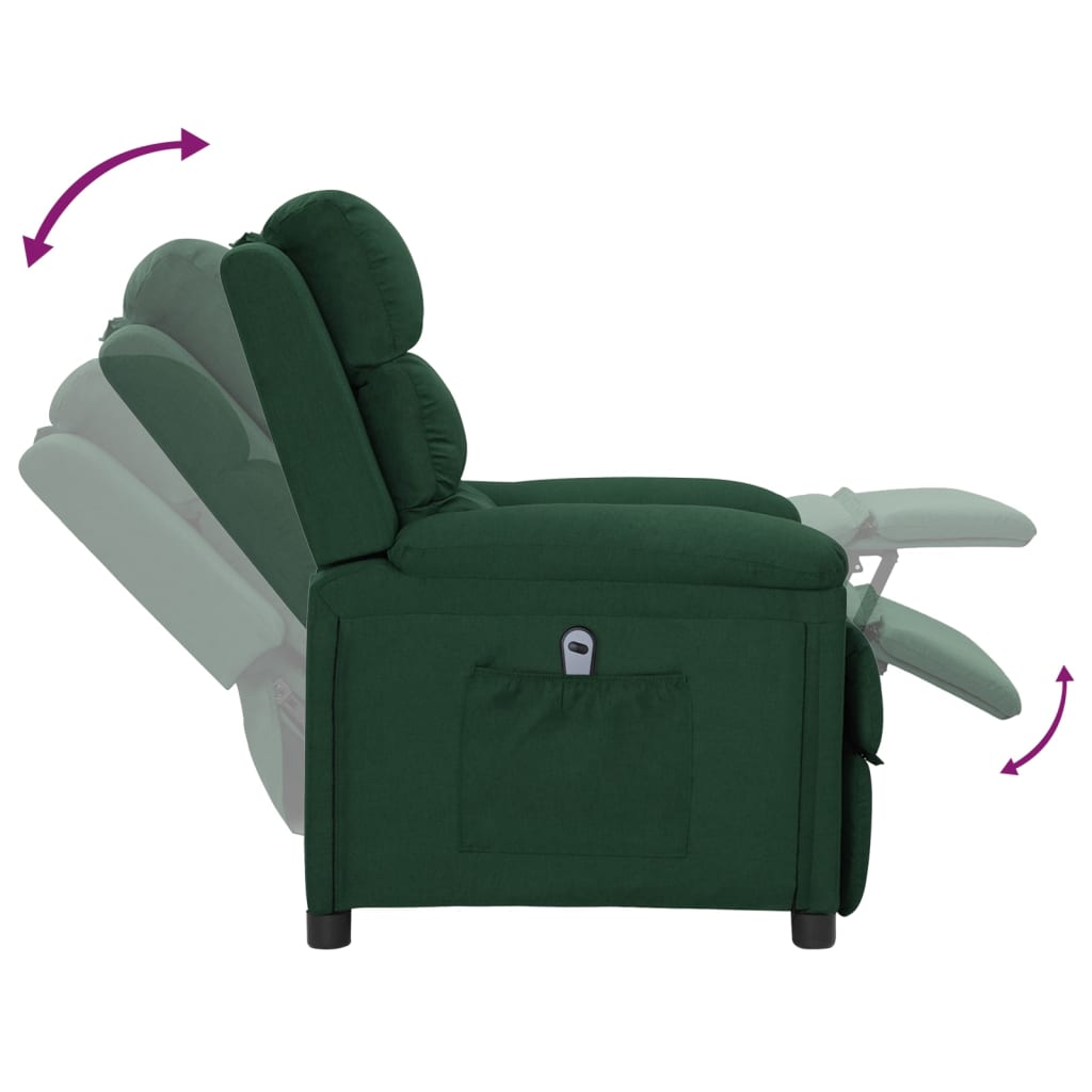 vidaXL Fotoliu rabatabil electric, verde închis, material textil vidaXL Fotoliu rabatabil electric, verde închis, material textil