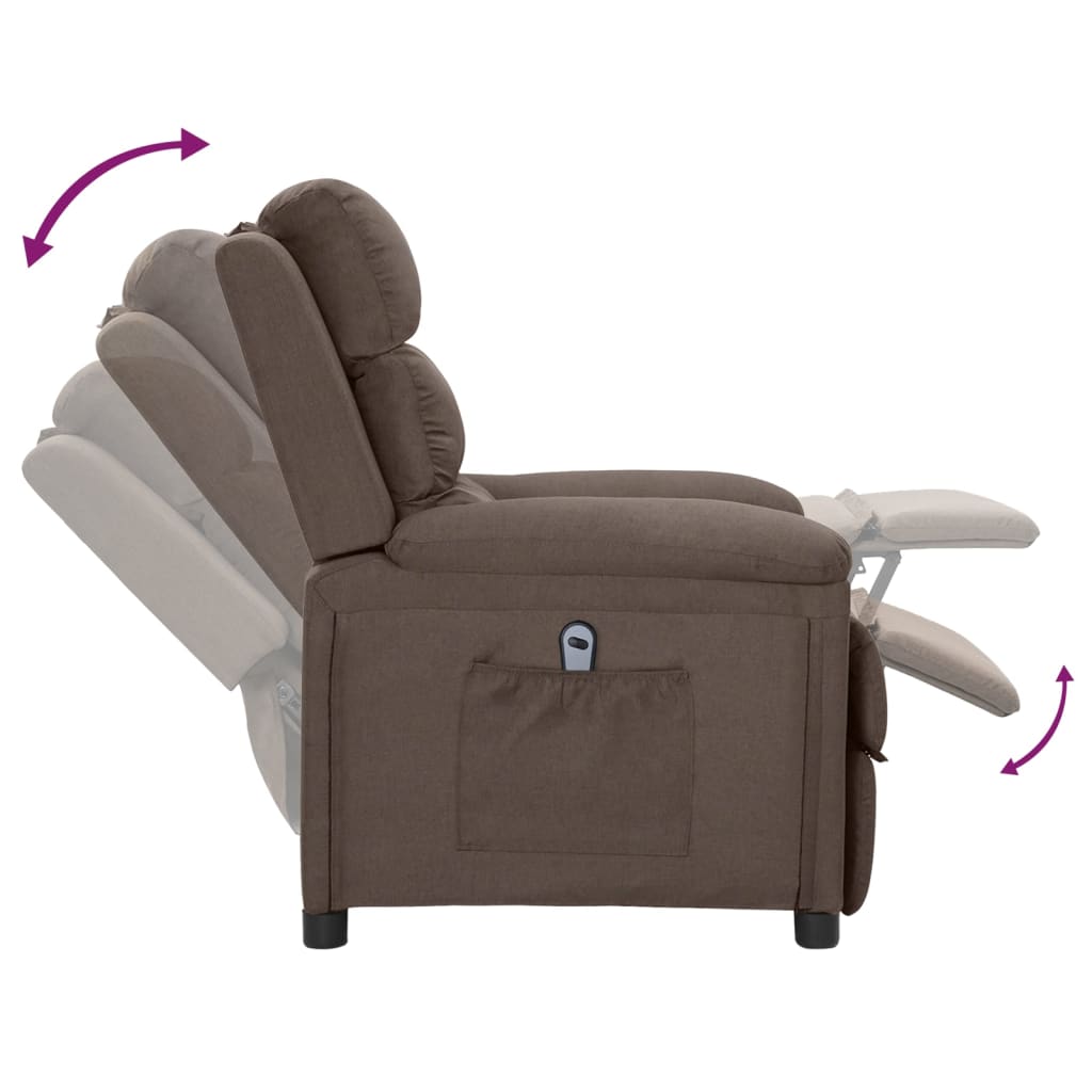 vidaXL Fotoliu rabatabil electric, gri taupe, material textil