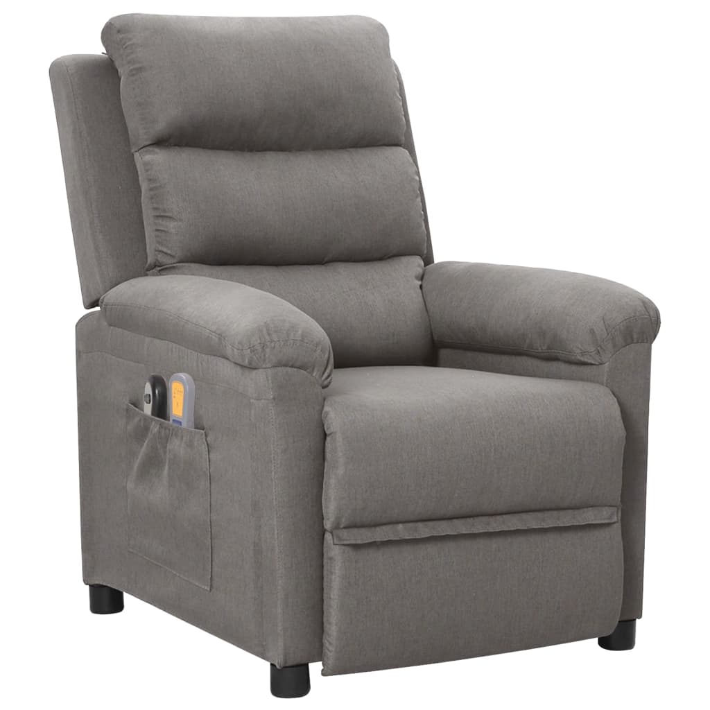 vidaXL Fotoliu de masaj electric rabatabil, gri deschis, textil vidaXL Fotoliu de masaj electric rabatabil, gri deschis, textil