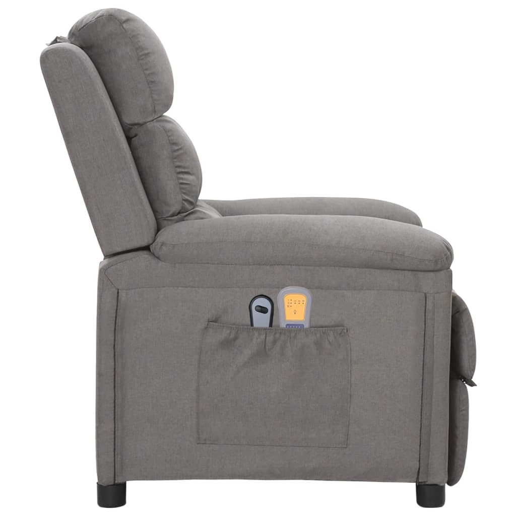 vidaXL Fotoliu de masaj electric rabatabil, gri deschis, textil vidaXL Fotoliu de masaj electric rabatabil, gri deschis, textil