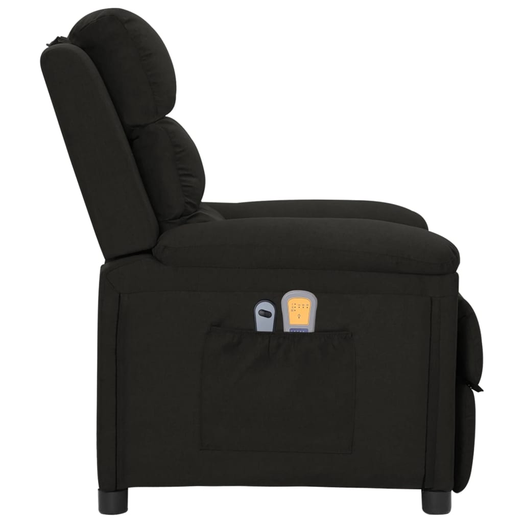 vidaXL Fotoliu de masaj electric rabatabil, negru, textil vidaXL Fotoliu de masaj electric rabatabil, negru, textil