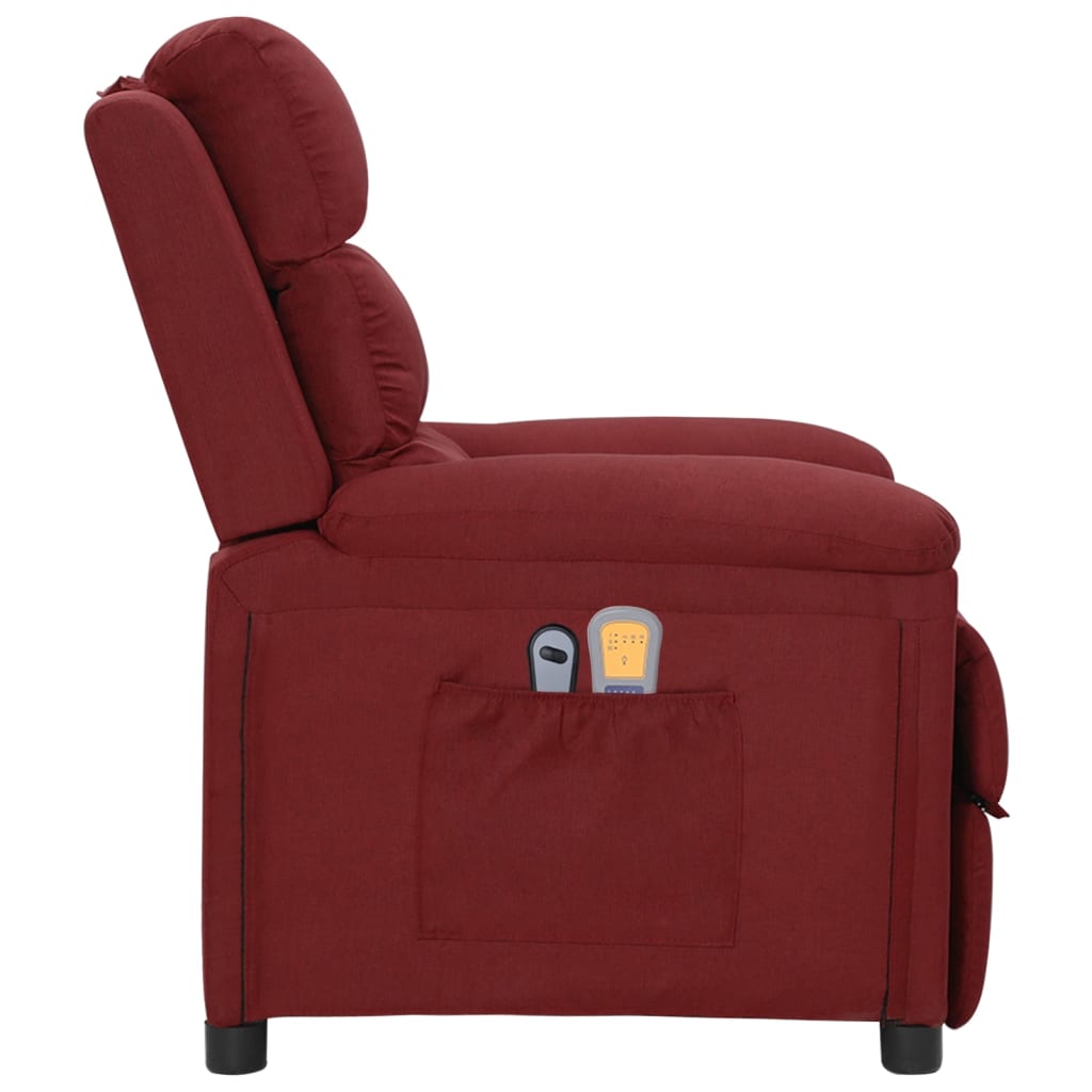 vidaXL Fotoliu de masaj electric rabatabil, roșu vin, textil vidaXL Fotoliu de masaj electric rabatabil, roșu vin, textil