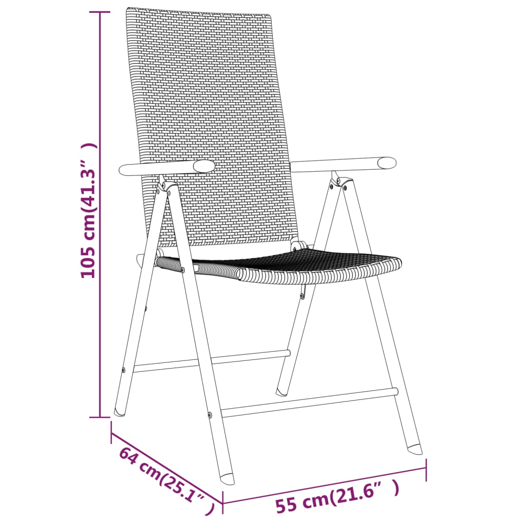 vidaXL Set mobilier de grădină, 3 piese, negru vidaXL Set mobilier de grădină, 3 piese, negru