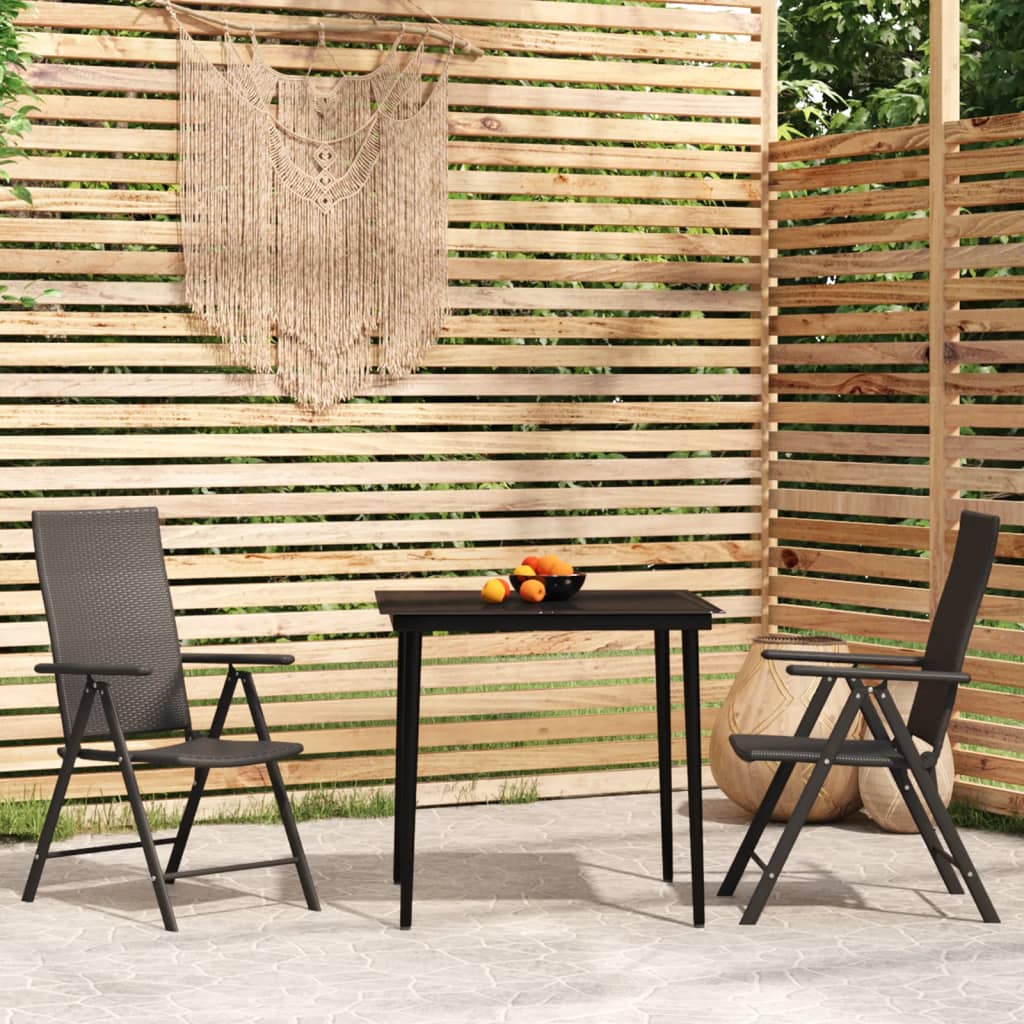vidaXL Set mobilier de grădină, 3 piese, negru vidaXL Set mobilier de grădină, 3 piese, negru